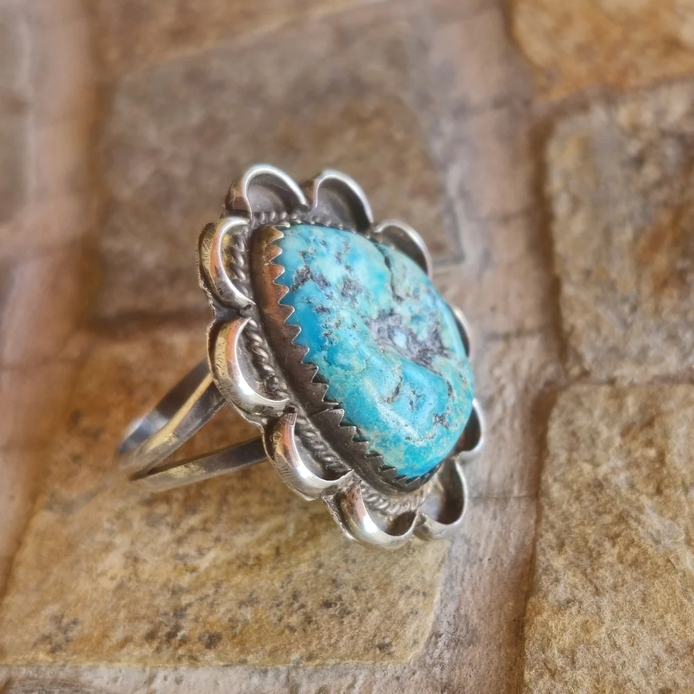 Sterling Silver Vintage TURQUOISE ring - Picture 8 of 17